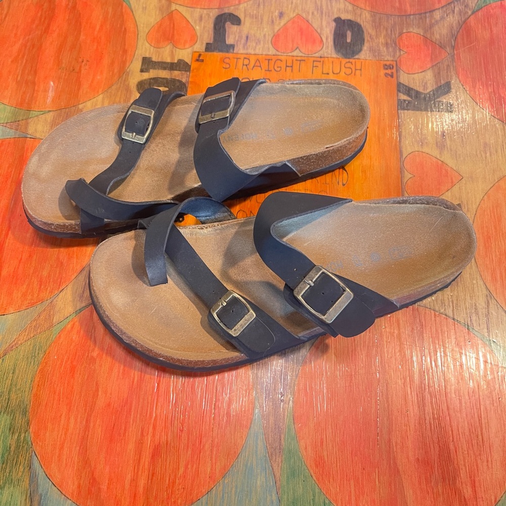 Hofeny Soft Footbed Sled Women's Black Slip On Summer Beach Sandals Size 10